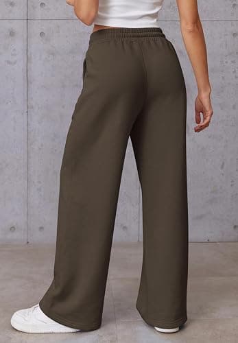 ATHMILE Womens Wide Leg Sweatpants High Waisted Baggy Pants Fashion Teen Girl Drawstring Athletic Joggers - X-Small - Coffee thumbnail 4
