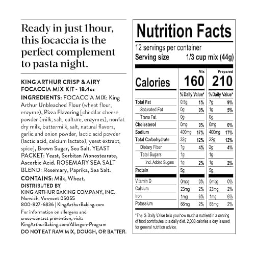 King Arthur Baking Company Crisp & Airy Focaccia Mix Kit 18.4 oz., Baking Mix - Ready in 1 hour (Pack of 2) thumbnail 2