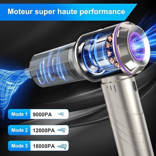 Aspirabriciole Senza Fili,4 in 1 Aspirapolvere Auto Portatile 18000Pa,Mini Aspirapolvere Potente con Motore Brushless,3 Velocità Mini Aspirapolvere Potente per Auto Casa Ufficio Peli di Domestici thumbnail 4