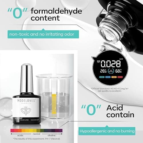 modelones Nail Dehydrator and Primer with Gel Base & Top Coat Set, Acid Free Acrylic Supplies Primer Glossy Gel Nail Polish Nail Thickening Solution Top Coat thumbnail 5