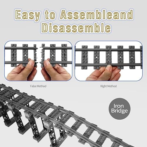 CALMDR 202 Pcs City Train Tracks Building Block Set Compatible with Lego, Industrial Theme, Straight Tracks, 6 Years - 12 thumbnail 4