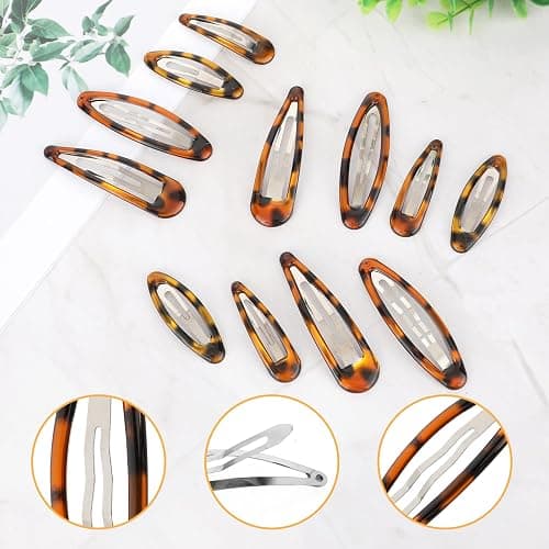 Giantree 16 Pcs Snap Hair Clips, 4 Size Classic Tortoise Metal Hair Clips for Women No Slip Hair Barrettes for Women Girls Various Fine and Thick Hair DIY Hairstyling Accessories thumbnail 7