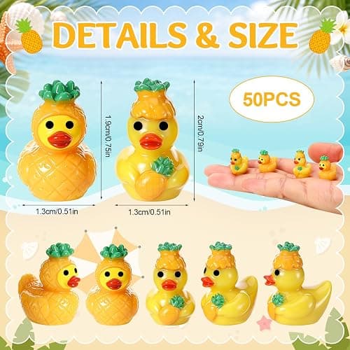 GGSTDDUP 50 PCS Mini Resin Pineapple Ducks, Summer Tiny Resin Animals Figures to Hide, Cute Toy Figures for Miniature Landscape Garden Accessories Dollhouse Cake DIY Home Decoration Party Favors thumbnail 3