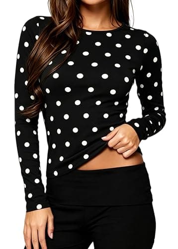 Seyumixi Polka Dot Top for Women Y2k Long Sleeve Crew Neck Shirt - Image 1