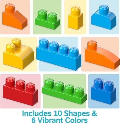 MEGA BLOKS First Builders Toddler Blocks Toys Set, Deluxe Building Bag with 150 Pieces and Storage, Creative Open-Ended Play, Blue, Ages 1+ Years (Amazon Exclusive) thumbnail 5