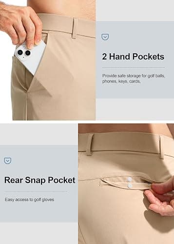 Pudolla Men's Golf Pants Stretch Work Dress Comfy Pants 30"/32"/34" Lightweight Quick Dry Casual Slacks Trousers with Pockets thumbnail 4