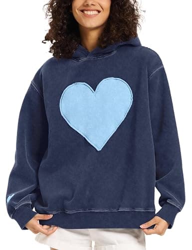 FAIABLE Hoodies for Women Heart Patch Couples Hoodies Sweatshirts Heavyweight Heart Hoodie 2026 Valentines Day hoodies Women thumbnail 3