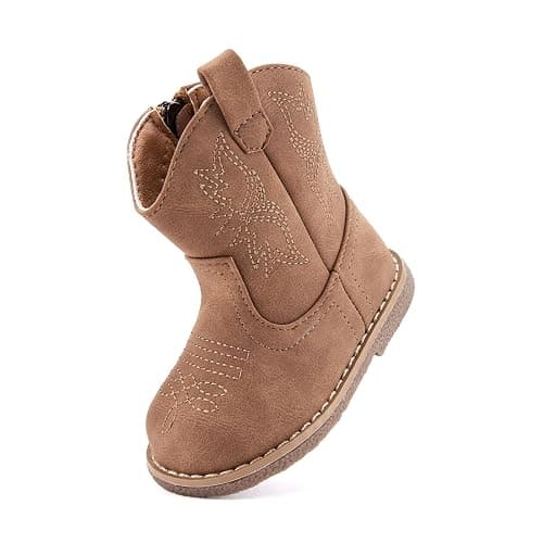 BMCiTYBM Baby Cowboy Cowgirl Boots Infant Western Boots Toddler Boys Girls Round Toe Riding Mid Calf Boots All Seasons for 6 9 12 18 24 Months thumbnail 5
