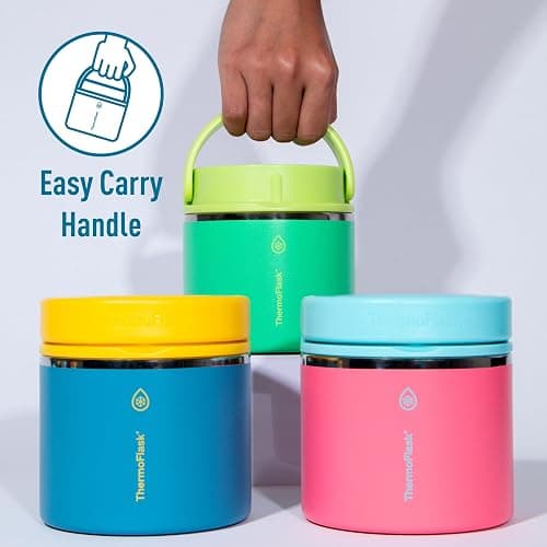 ThermoFlask 20 oz Double Wall Insulated Food Jar, 2-Pack, Raspberry + Candy Pink / Shamrock + Citron thumbnail 5