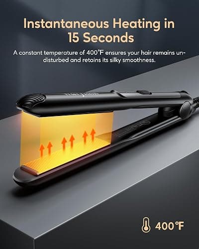 Wavytalk Pro Mini Temperature Adjustable Hair Straightener - 0.7 Inch Small Flat Iron for Short Hair, Curls, Bangs, Travel Use, Dual Voltage, Extended Size, Black thumbnail 4