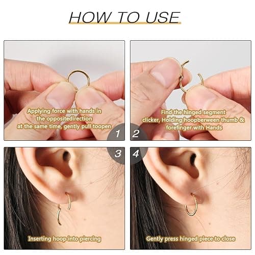 Unisex Dainty Tiny 18k Real Gold Plating Cartilage Huggie Hoop Earrings, 16G Surgical Steel Small Endless Hinged Hoops Earring for Earlobe Cartilage Helix Rook Daith Conch Nose Lip Body Piercing Jewelry thumbnail 6