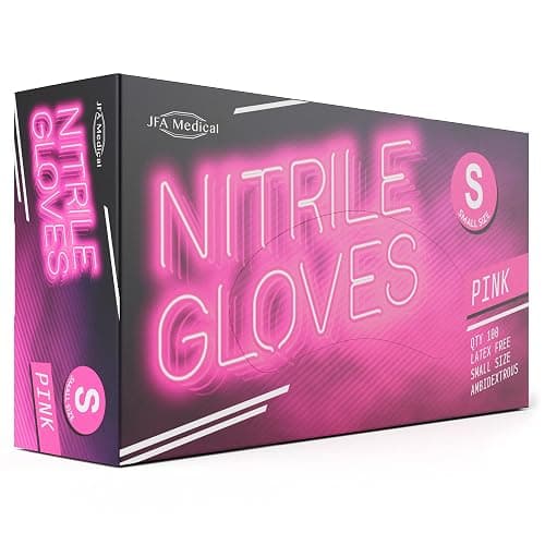 JFA Medical Disposable Powder Free Pink Nitrile Gloves - Box of 100 (Small) thumbnail 7