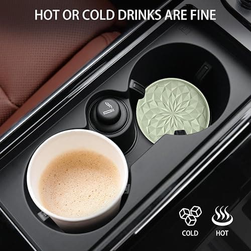 ME.FAN Car Coasters for Cup Holders [4 Pack] - 2.75In Silicone Auto Mug Mats - Universal Non-Slip Recessed Car Interior AccessoriesDesert Sage thumbnail 5
