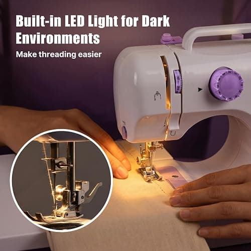 Electric Sewing Machine for Beginners for Quick Repairs DIY Crafts & Gift | Portable Mini Sewing Machine with Dual Power, 12 Stitches, Foot Pedal, Light, Storage Drawerand Accessories Kit thumbnail 6