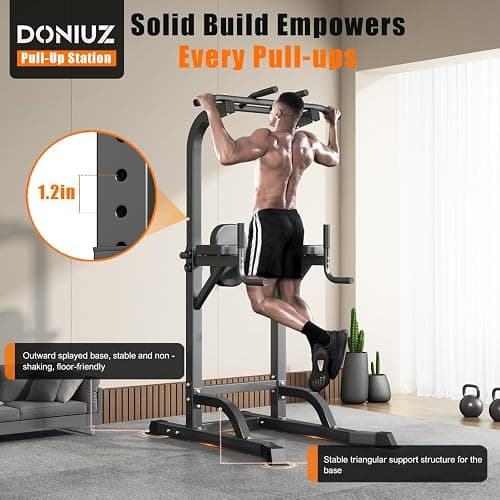 DONIUZ Power Tower Pull Up Bar and Dip Station, Multi-Function Home Gym, Strength Training Fitness Equipment, Height Adjustable thumbnail 5