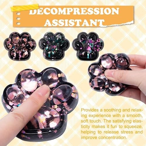 Pilikoll 4Pcs Cat Paw Taba Squishy Toy Dark Starry Sky Cat Paw Stress Relief Toy Tabas Squishy Toys Cat Paw Fufu Squishy Fidget Toys Taba Squishy Paw for Stress Relief Anxiety Relaxation,Random Style thumbnail 5