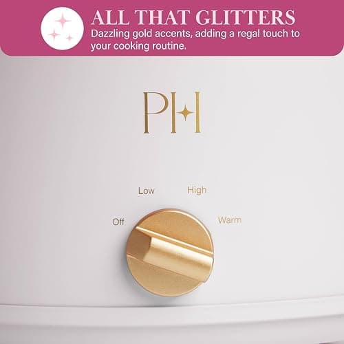 Paris Hilton 6-Quart Manual Slow Cooker, Features Three Settings (Low, High, Warm), Naturally Nonstick and Dishwasher Safe Stoneware Insert, Family Sized Capacity, White thumbnail 6