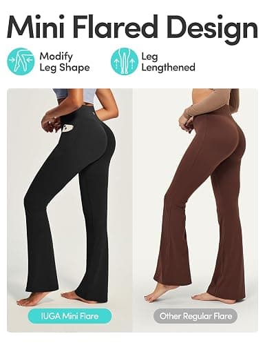 IUGA Mini Flare Leggings for Women Tummy Control Hidden Scrunch Butt Flared Yoga Pants with Pockets No Front Seam Workout thumbnail 3