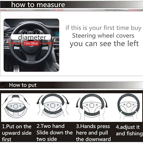 3Pcs/Set Fashion Faux Wool Fur Furry Steering Wheel Cover,Short Hair Soft Fluffy Handbrake Cover,Gear Shift Cover,Universal Thickening Fuzzy Warm Non-Slip Auto Interior (Manual,Black Grey) thumbnail 5