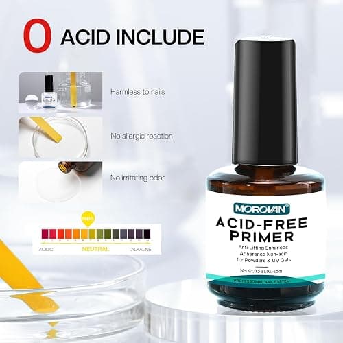 Morovan Professional Natural Nail Prep Dehydrate and Acid-Free Primer, Dehydrator for Acrylic and Gel Nail Polish, Non Acid Primer for UV Gels Fast Dry Superior Bonding Agent Gift Box Set thumbnail 4