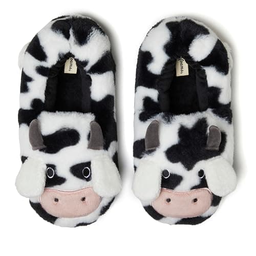 Dearfoams Unisex Adult Holiday Christmas Gift Family Matching Santa Reindeer Teddy Bear Plush Memory Foam Slippers - Image 1