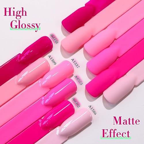 Double Rhythm 6 Pcs 15 ML Gel Polish Set Same Color Same Bottle Soak Off Gel Polish Kit Nail Art Manicure Salon DIY at Home for Women (Bright Neon Light Pink Purple-T6-13) thumbnail 7