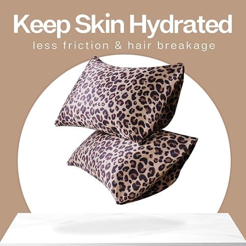 MR&HM Satin Pillowcase for Hair and Skin, Silk Satin Pillowcase 2 Pack, Queen Size Pillow Cases Set of 2, Silky Pillow Cover with Envelope Closure (20x30, Brown Leopard) thumbnail 5