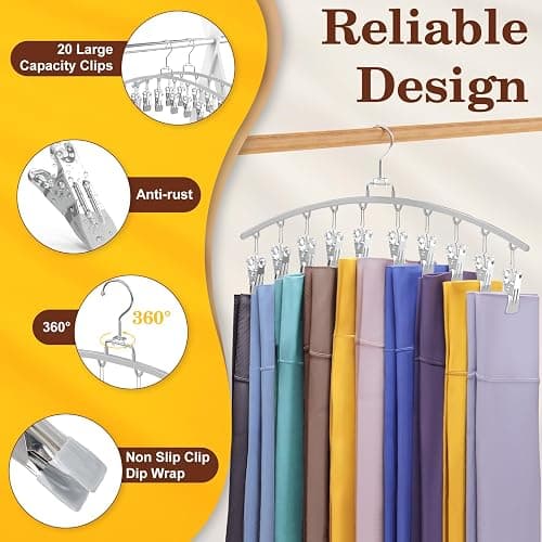 Ginyoyo 4 Pack Legging Organizer for Closet, Metal Gym Clothes Organizer w/40 Clips Holds 40 Leggings, Scarf Hangers Space Saving, Closet Organizers and Storage, Room Organization Essentials, Grey thumbnail 3