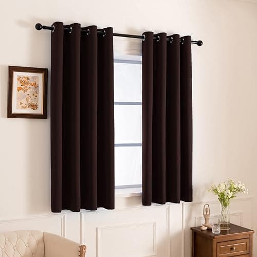 Pickluc Blackout Curtains 63 Inches Long 2 Panels, Light Blocking Drapes for Bedroom, Thermal Insulated, Noise Reduction, Privacy Protection, Chocolate Brown, 52" Wide x 63" Length thumbnail 3