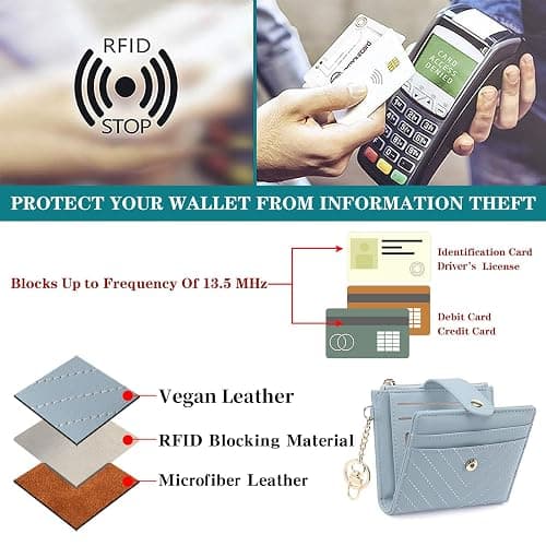 GAEKEAO Slim Wallet for Women, RFID Blocking Credit Card Holder Bifold Wallet with Zipper Coin Pocket, ID Window thumbnail 5