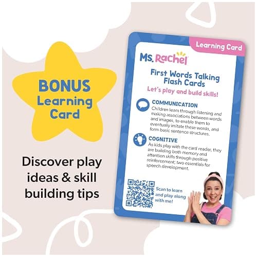 Ms. Rachel Official First Words Talking Flash Cards with Electronic Reader, 100 Words, Educational Toys & Toddler Toys for Girls & Boys Ages 1-2+ thumbnail 8