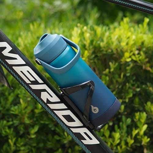 BJPKPK Insulated Water Bottle with Straw Lid, 18oz Thermo Water Bottles, Flex Handle & Non-slip Boot, BPA Free Leak Proof Stainless Steel Metal Thermo, Tumblers, Cups,Black Blue thumbnail 7