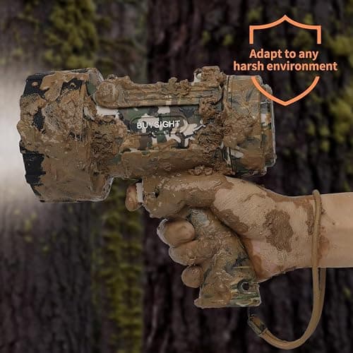 BUYSIGHT Rechargeable Spotlight Flashlight,1000,000 lumens Hand held Spotlight Waterproof Flashlight Hunting Lamp with red Filter (Camouflage Green) thumbnail 3