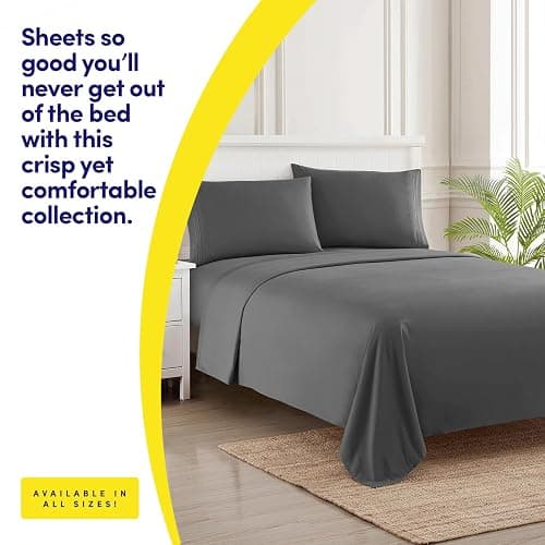 1500 Supreme Collection Twin XL Sheet Sets Gray - 3 Piece Bed Sheets and Pillowcase Set for Twin XL Mattress - Extra Soft, Elastic Corner Straps, Deep Pocket Sheets, Twin XL Gray - Twin XL - Gray thumbnail 3