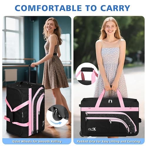 Dance Bag with Garment Rack, 23" Rolling Dance Suitcase Competition Duffle Bag with Garment Rack & Wheels | Versatile Compartments, Upgraded Stable System for Dance Shows, Travel, Cheer, Recital thumbnail 7