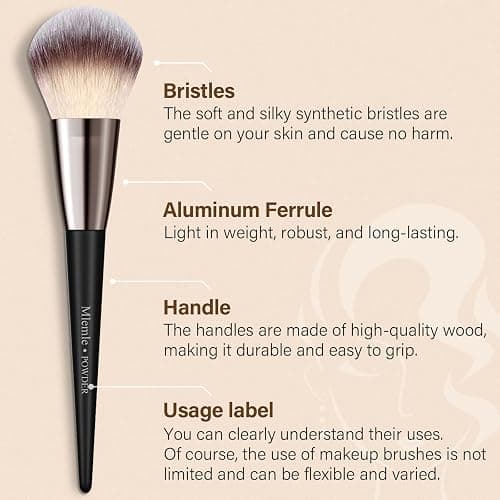 Makeup Brushes Set, Mlemle Professional 25 Pcs Makeup Kit, Include Powder Foundation Concealers Blush Eye shadows 21 Pcs Makeup Brushes and 2 Powder Puff, 2 Makeup Sponge(B02-CreamBlack) thumbnail 2