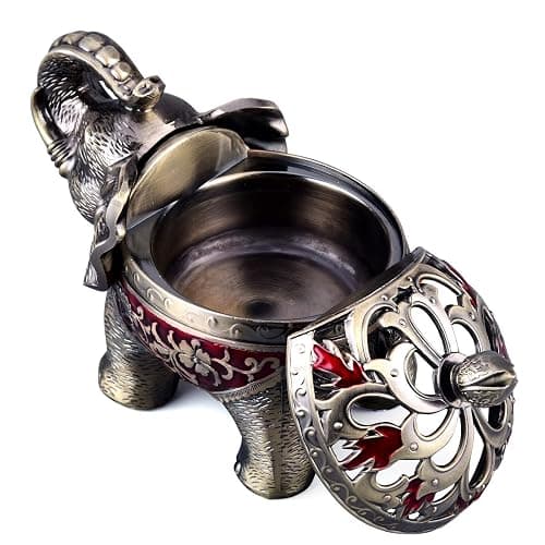 K COOL Metal Backflow Incense Holder Elephant Cone Incense Burner Candle Holder with Lid, Aromatherapy Ornament Home Office Decoration for Indoor Outdoor (Red) thumbnail 3