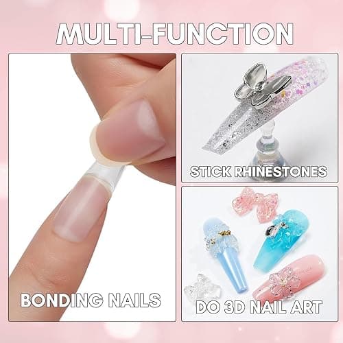 Makartt 15g Clear Solid Nail Glue Gel - Ultra Strong Adhesive 3 in 1 for 3D Nail Gel,Press On Nails, Non-Stick Hands Hard for Acrylic Nails,Curing Needed thumbnail 3