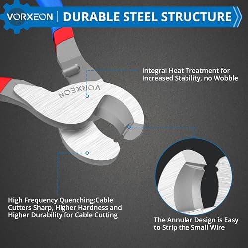 VORXEON Cable Cutters 10 Inch Heavy Duty Wire Cutter High Leverage Cutter Tool Big Wire Cutters, Electrical cable cutters For Aluminum, Copper, Communications and Ethernet Cable thumbnail 3