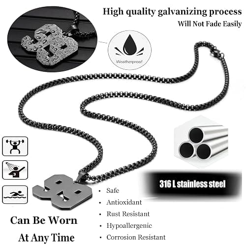 SKQIR Number Necklace for Men Black Baseball Jersey Number Pendant for Boys Athletes Number Chain Pendant for Boys Sport Stainless Steel necklace Stocking Stuffers Christmas New Year Gifts for Men thumbnail 7