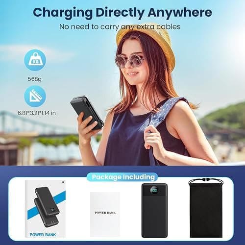Portable Charger 33800mAh USB C Power Bank with Built-in Cables & AC Wall Plug,25W Fast Charging+QC 4.0 Phone Charger,4 Output Travel Essentials Battery Pack for iPhone16/15/14/13,Samsung,Android etc thumbnail 7
