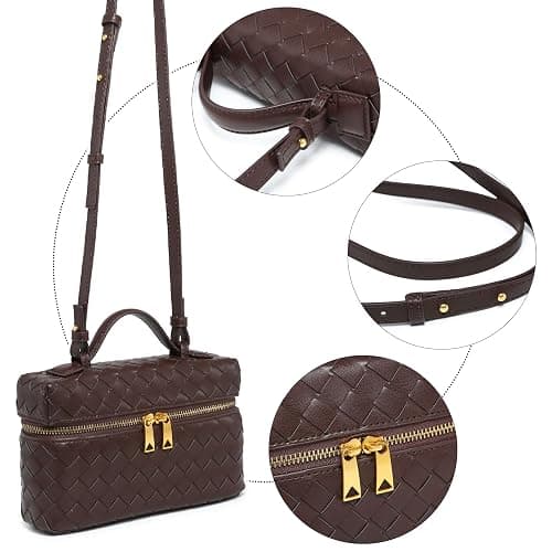 Rejolly Top-Handle Pouch Handbag for Women Woven Leather Vanity Case Designer Crossbody Bag Quiet Luxury Trendy Purse thumbnail 2