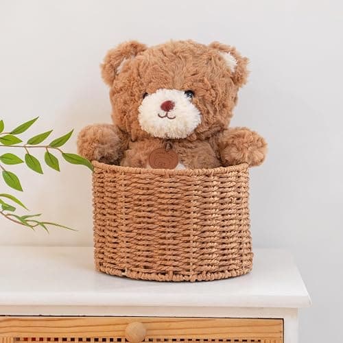 JLKIMZVO Brown Round Storage Basket Medium Storage Basket for Living Room Bedroom Bathroom thumbnail 8