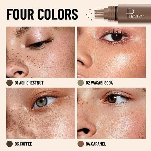 Freckle Stamp Pen, Fake Freckles Stain Marker,5-Dot Faux Liquid Freckle Stamp Cushion for Natural and Lifelike Sunkissed Makeup,Quick Dry Long-Lasting Face Freckle Pencil Tool,04#Caramel thumbnail 5