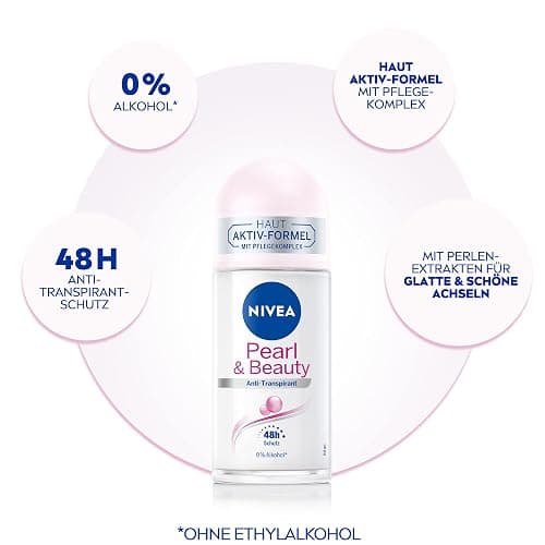 Nivea Pure Pearl & Beauty Roll-On Deodorant 50 ml Antiperspirant Roller for Nourished Armpit Skin 48-Hour Deodorant with Antibacterial Protection thumbnail 2