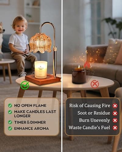 Flower Candle Warmer Lamp with Timer & Dimmer, Adjustable Height Candle Warmer, Gifts for Women Mom Birthday Christmas, House Warming New Home Bedroom Decor, Wax Warmer with 2 Bulbs for Jar Candles thumbnail 4