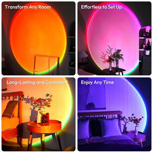 Sunset Lamp Projector with APP Control - 21 Color Changing LED Sunset Light, 180° Adjustable for Photography, Bedroom Decor, Party, Wedding, Mood Lighting thumbnail 6