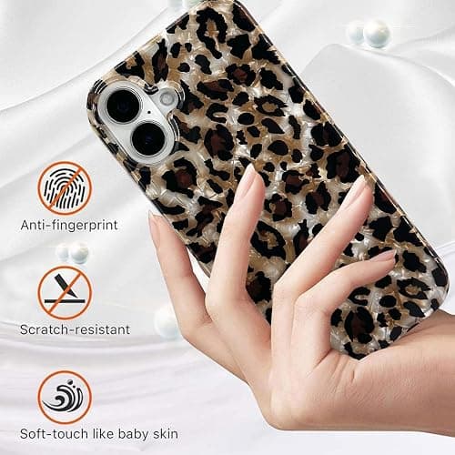 J.west Compatible with iPhone 16 Case,Luxury Sparkle Translucent Clear Vintage Leopard Print Soft Silicone Cover for Girls Women Protective Phone Case for iPhone 16 6.1 inch Cheetah thumbnail 7