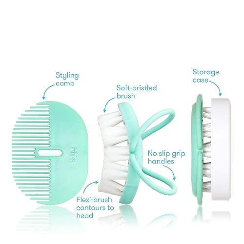 Frida Baby Head-Hugging Hairbrush and Comb Set: Flexi-Brush Countors to Head, Soft Bristled Brush, for Newborns and Up, Hair Brush + Comb + Storage Case thumbnail 2