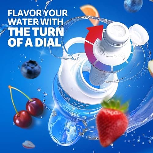 Cirkul 22oz. BPA-Free Plastic Water Bottle Starter Kit with Blue Lid, 2 Flavor Cartridges (1 LifeSip Fruit Punch, 1 FitSip Mixed Berry) No Sugar, Zero Calorie Drink Mix thumbnail 6